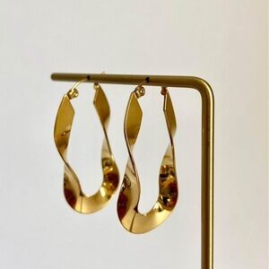 Beautiful Pair of High Quality Gold Plated French Hoop Earrings